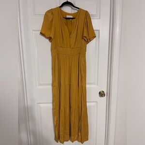 Anthropologie Somerset Silky Maxi Dress Mango Yellow - Size L